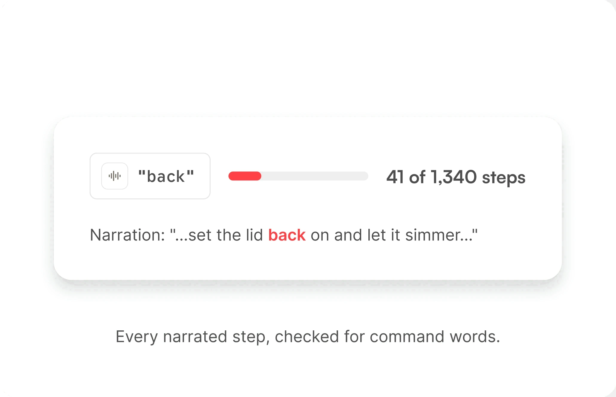 The word "back" found in the narration of 41 of 1,340 steps