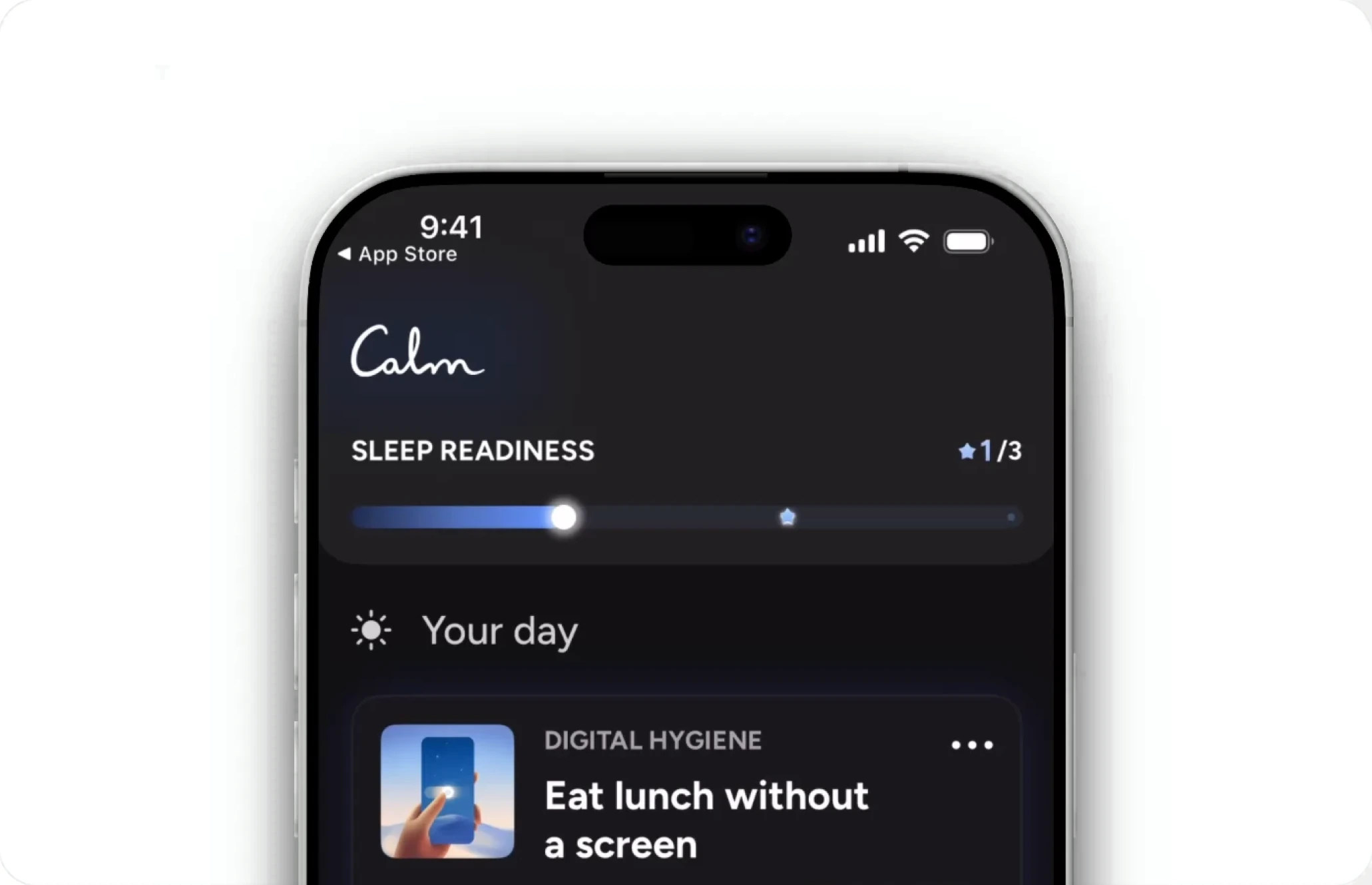The Sleep Readiness bar at the top of Your Day, filling as plan items complete