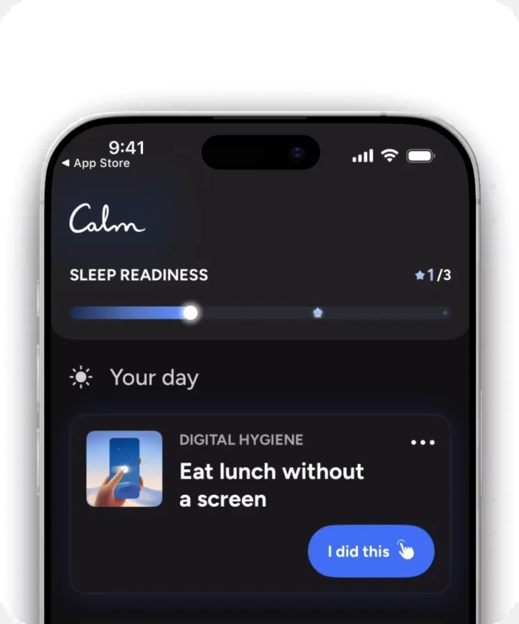 The Sleep Readiness bar at the top of Your Day, filling as plan items complete