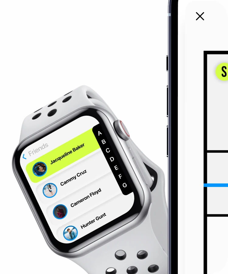 Dink's live scoreboard on a phone between two Apple Watches