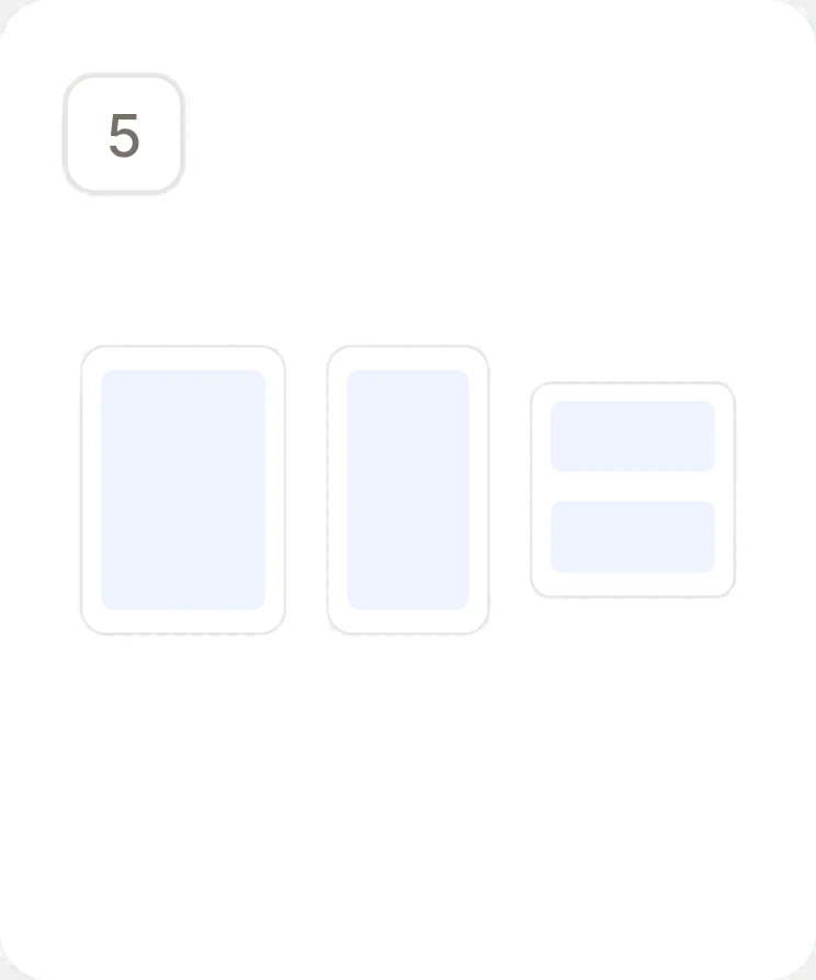 Outlines of a tablet, a phone and a desktop window