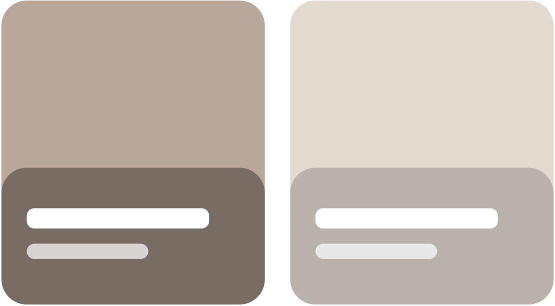 Two cards whose scrims adapt to a dark and a light image