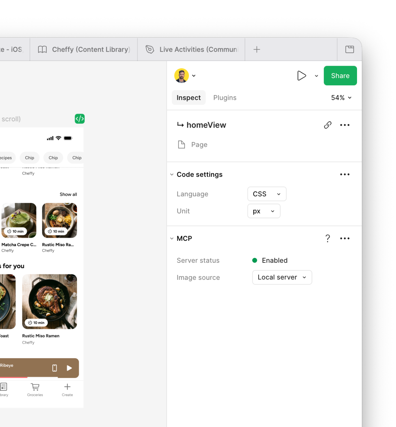 Figma, MCP-enabled — the design system as the live source of truth