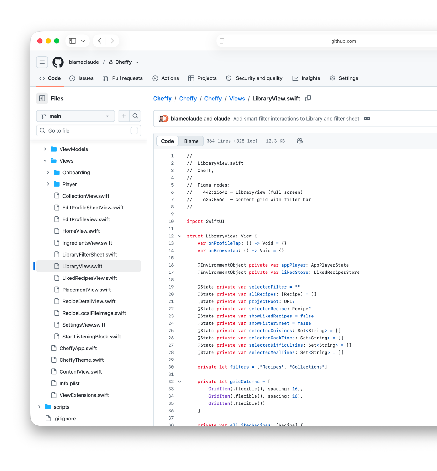 GitHub — production code with inline Figma references