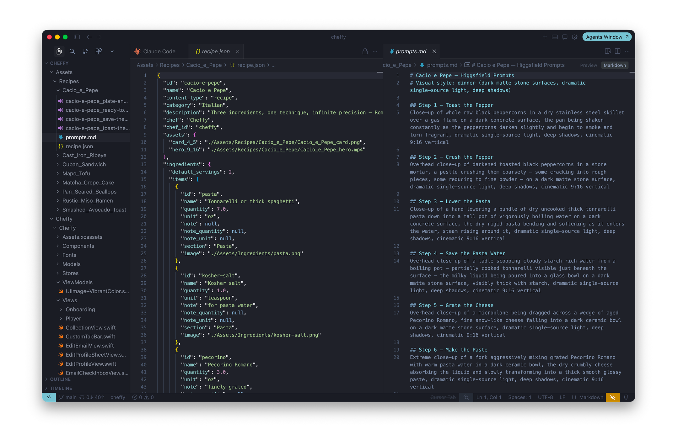 Generating content in Higgsfield for each recipe